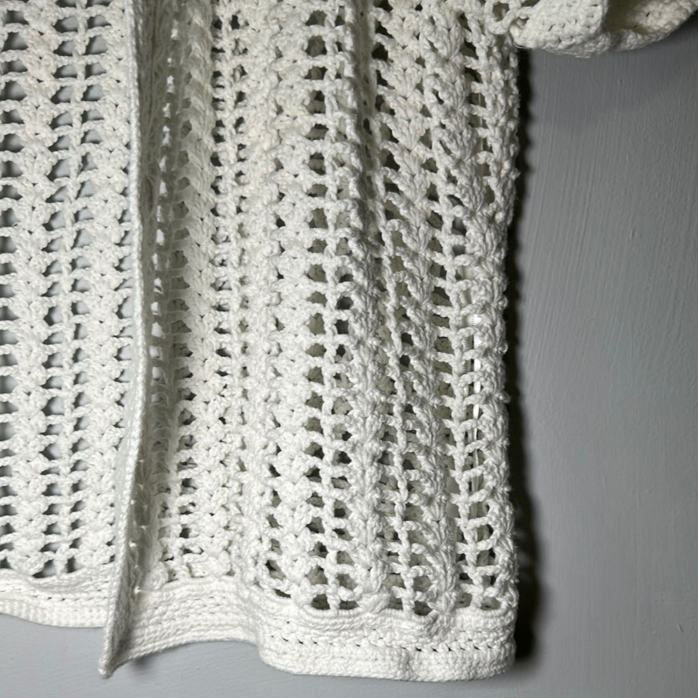 Calvin Klein White Open-Front Cardigan Short Sleeve Sweater Size X-Large - Picture 5 of 8